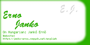 erno janko business card